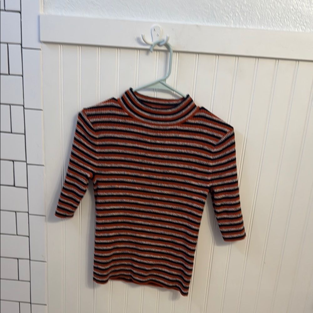 Madewell Long Sleeve Tee Orange and Black Striped